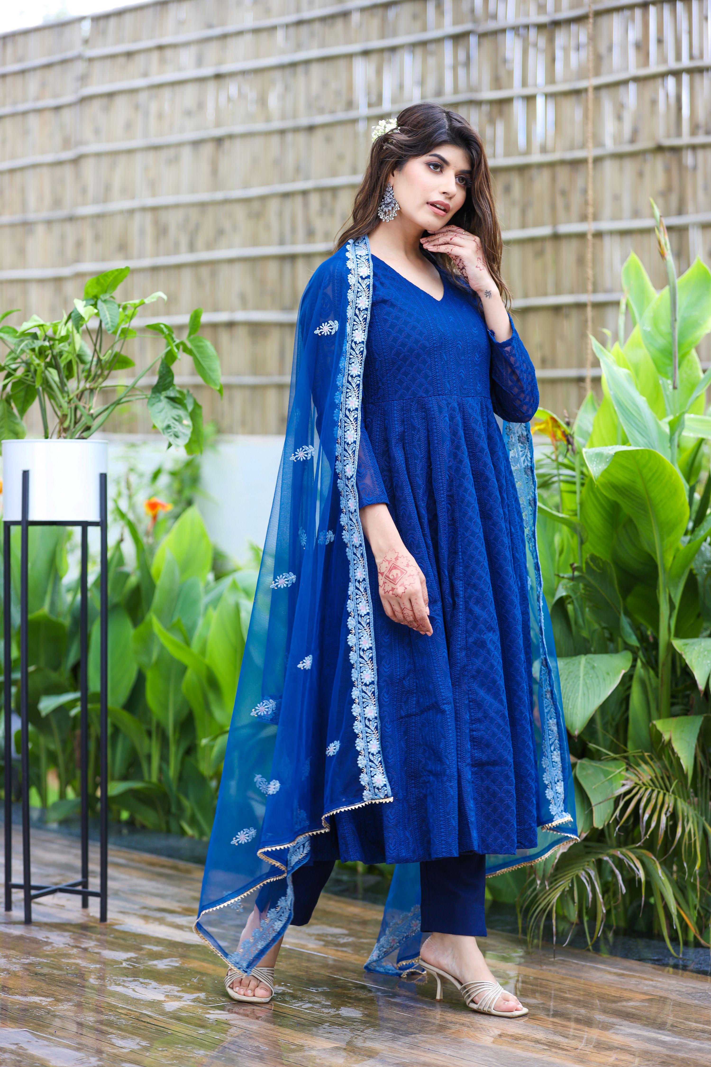 Royal Azure Anarkali Suit Set