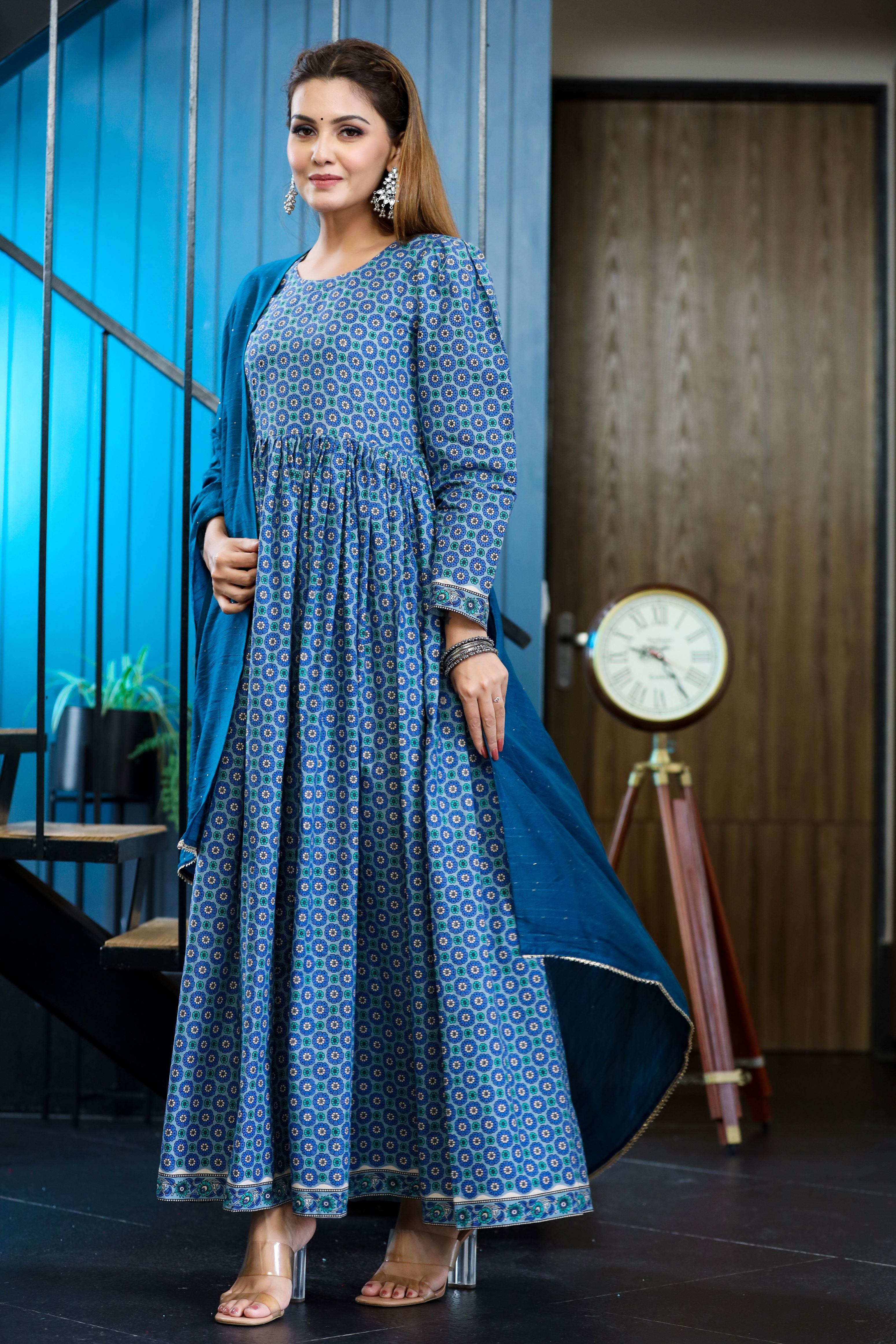 Windy blue Cotton Suit Set