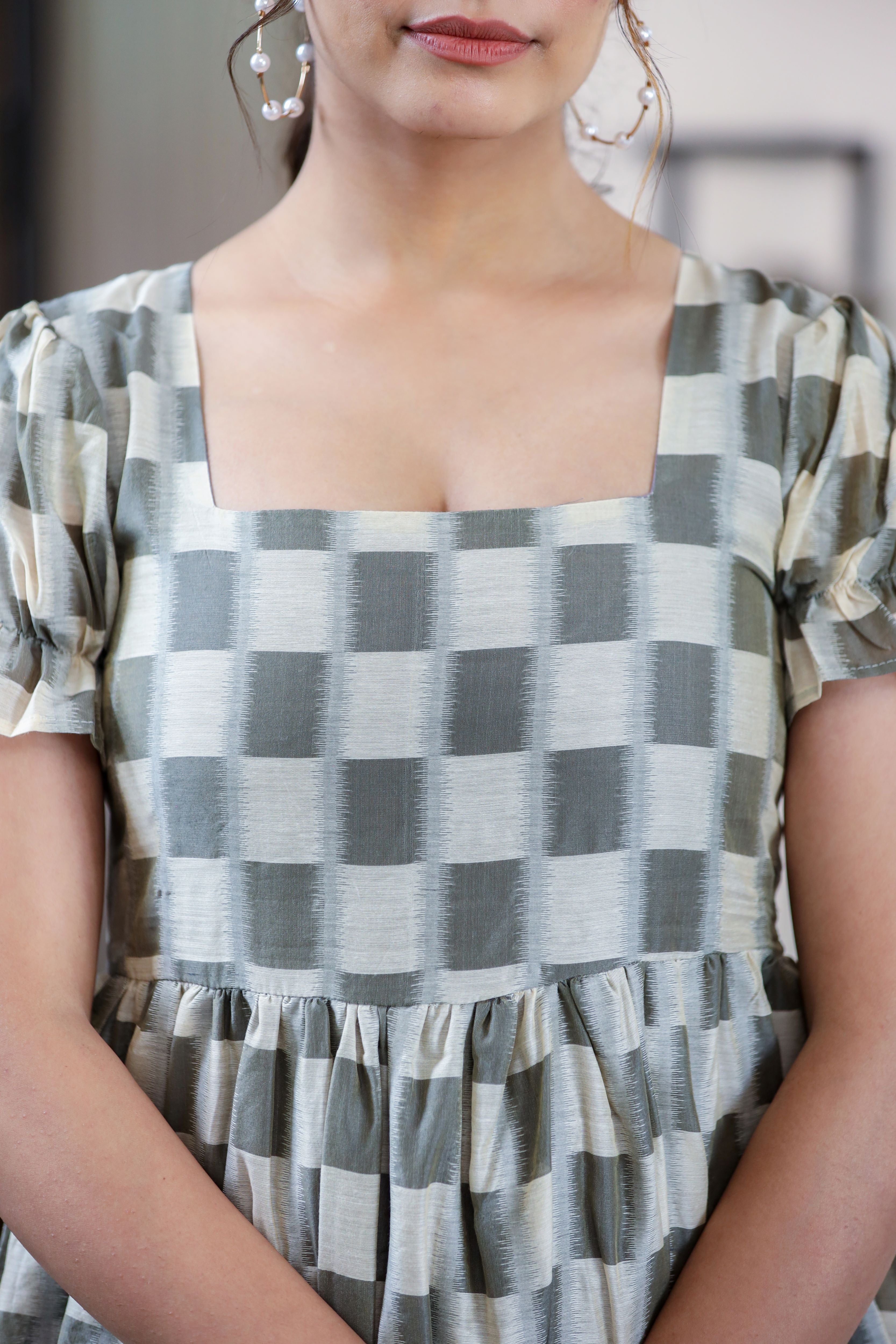 Checkered Flared Short Dress